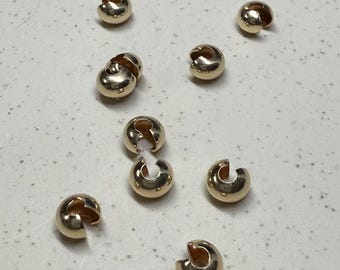 14K Gold Filled Crimp Cover Beads, Gold Filled Crimp Beads For Jewelry Making Supplies, Cover Bead 2.5mm 3mm 4mm 5mm, Jewelry Findings