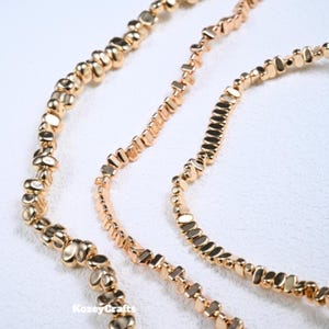 14K Gold Plated Hematite Spacer Beads, Gold Tiny Spacer Bead, Chip Beads, Nugget Bead, Geometric Bead, Seed Bead for Jewelry Making Supplies