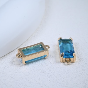 Gold Plated Rhinestone Rectangle Charm, Birthstone Connector Charm, DIY Jewelry Making (22x8mm)