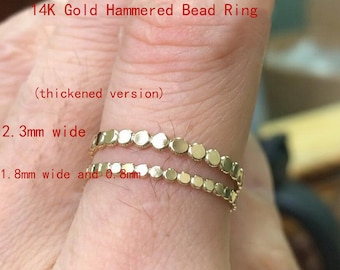 14K Gold Filled Hammered Bead Band Rings , Gold Filled Tail Band Ring, Gold Closed Stackable Ring 15.7mm 16.5mm 17.3mm 18.2mm 18.9mm