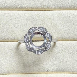 Sterling Silver Round Ring Setting, Round Ring Head, Silver Ring Prong Setting w/Claw, Flower Ring, Adjustable Ring Band 3mm 5mm 6mm 7mm 8mm