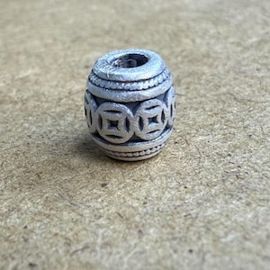 Sterling Silver Coin Tube Beads, Wealth Bead, Success Bead, Prosperity Bead, Treasure Bead, Bracelet Spacer, Money Bead, Coinage Bead 8mm