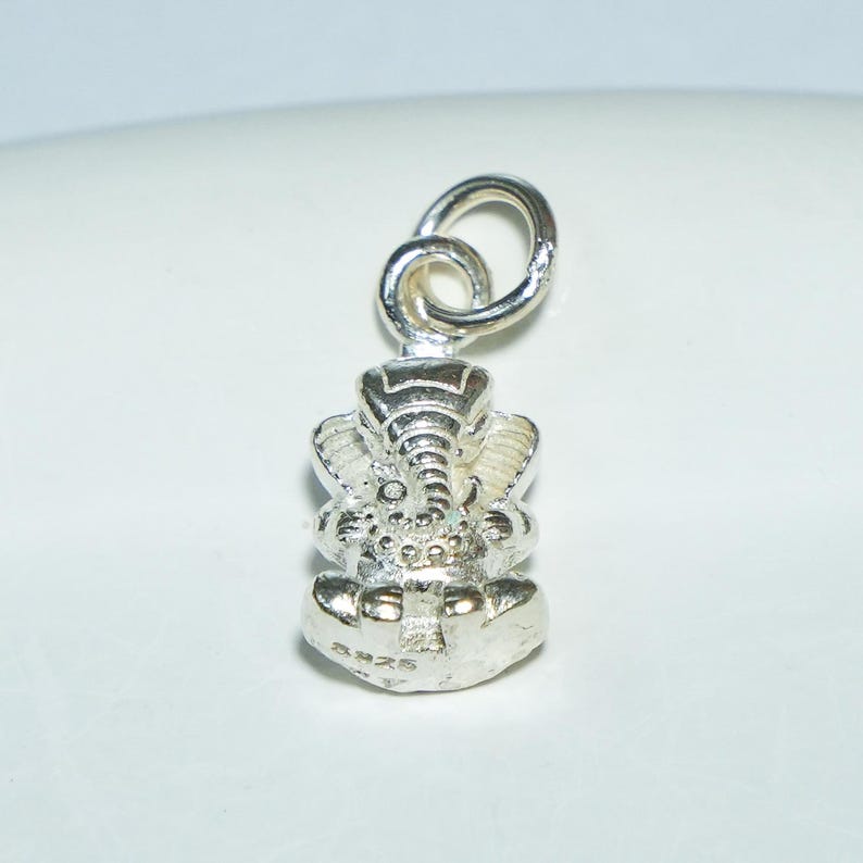 Sterling Silver Ganesha Charm, Thai Amulet, Buddhist Jewelry image 1