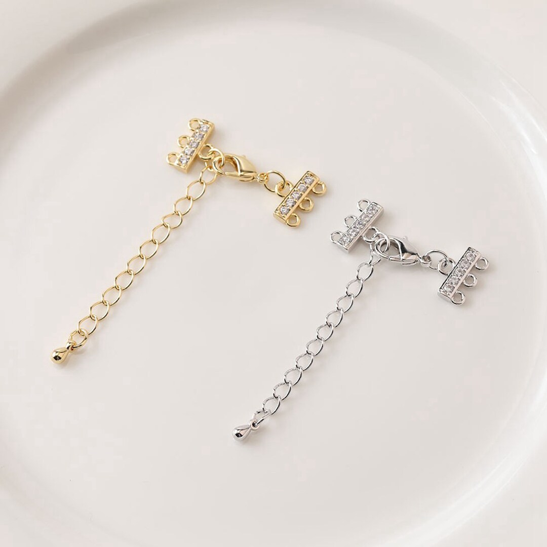 14K Gold Plated Layered Necklace Detangler W/ Extension Chain,gold Tone