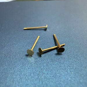 14k Gold Filled Flat Pad Post Earrings, Gold Filled Round Earring Post, Gold Filled Ear Stud, Earring Components 2mm 3mm 4mm 5mm