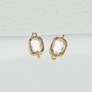 18 kt vergulde kristallen rechthoekige connector, sieraden maken (14*7 mm)