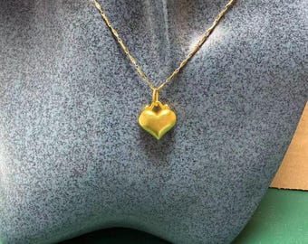 Vintage Gold Plated Heart Charm Pendant, Romantic Jewelry