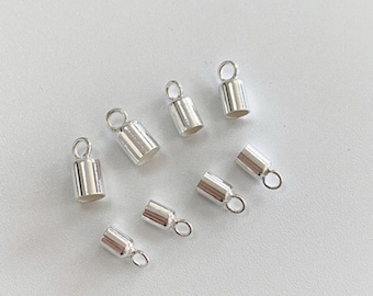 10pcs Sterling Silver Cord End Cap, 925 Silver Cord Ends,  Bracelet Leather Cord End Caps, Hole 2mm 2.5mm 3mm 3.5mm 4mm 4.5mm 5mm