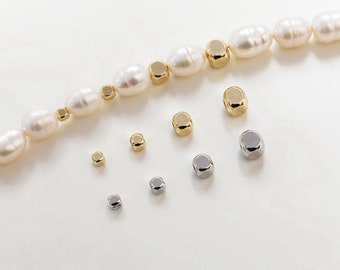 14K Gold Plated Cube Beads, Gold Tone Large Hole Cube Beads, Plain Cube Spacer Bead, Gold Cube Bracelet Beads 2.5mm 3mm 4mm 5mm