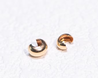 15pcs 14K Gold Filled Crimp Cover Beads, End Cover Jewelry Making Supplies 1/20 14K