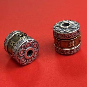 Sterling Silver Om Mantra Bead, Mala Spacer, Prayer Tube