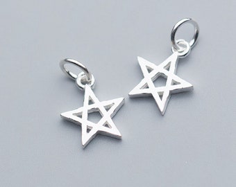 Sterling Silver Star Charm Pendant, Pentagram Bracelet, Galaxy Necklace, Twinkle Star Earring, Celestial Jewelry, Five-pointed Star Charm