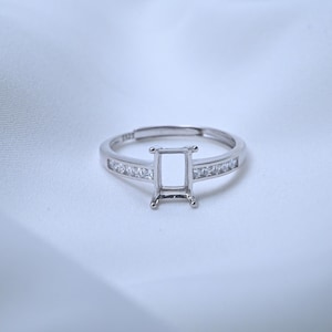 Minimalist Sterling Silver Rectangle Ring Setting, DIY Jewelry (4x6 to 10x14mm)