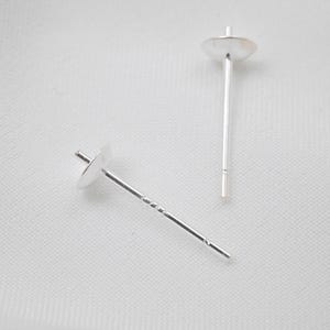 925 Silver Earring Posts with Peg, Half Drilled Pearl Beads, Jewelry Making (20 Pairs)
