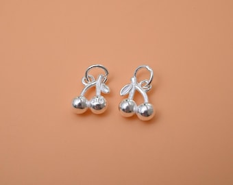 Kirschen Charm, 925 Silber Frucht Schmuck (10*8*4 mm)