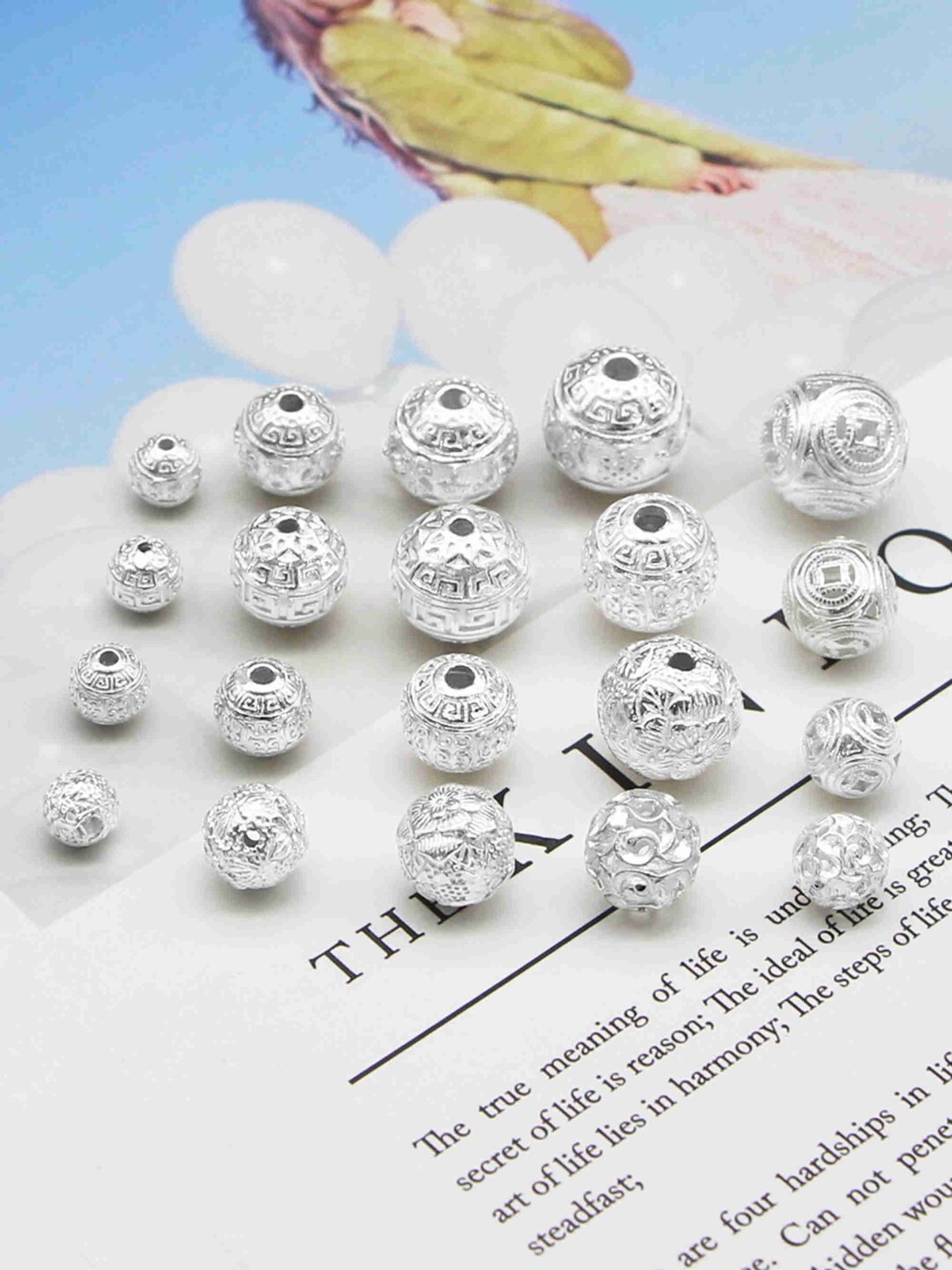 Sterling Silver Greek Key Bead Coin Bead Silver Mala Bead Etsy