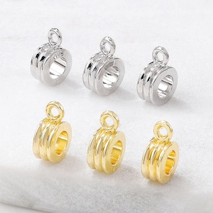 14K Gold Plated Spiral Wheel Bail Beads, Tribal Bail Beads, Ring Charm Bead, Flat Round Bead, Large Hole Bail Bead, Necklace Bail Bead Charm