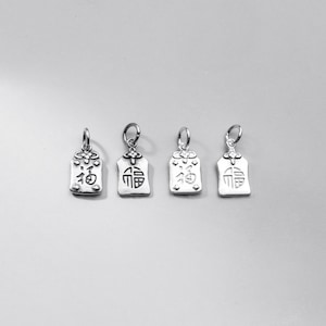 Srebrny wisiorek z zawieszką Fortune Charm, bransoletka na szczęście, naszyjnik z błogosławieństwem, pomyślny kolczyk, biżuteria postaci Fu, szczęśliwy urok