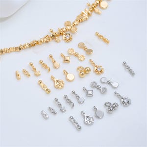 10Pcs 14K Gold Plated Mini Charm, Star Moon Clover Tiny Pendant, Silver Plated Cat Paw Fish Charm for DIY Bracelet Necklace Earring Making
