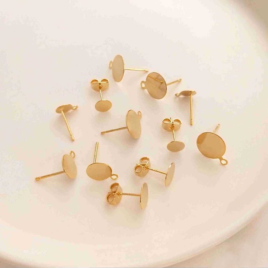 14K Gold Plated Earring Posts W/ Flat Back 6mm 8mm 10mm Gold Etsy UK