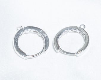 1 paire de créoles simples en argent sterling, créoles rondes avec anneau fermé, boucle d'oreille, boucles d'oreilles Huggie, composant de boucle d'oreille