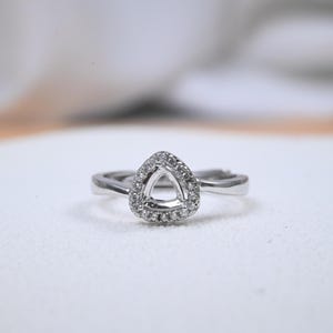 Sterling Silver Triangle Halo Ring Setting, Adjustable Band (5mm)