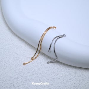 18K Gold Plated Tassel Charm, Snake Chain Connector, Earring Chain with Loop, Minimalist Chain Links for Drop Earrings 44-54mm