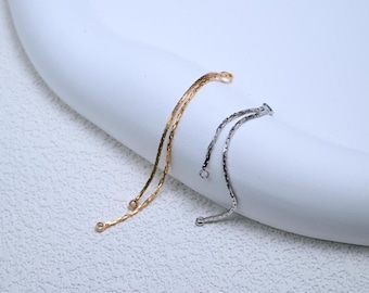 18K Gold Plated Tassel Charm, Snake Chain Connector, Earwire (44-54mm) - 10pcs