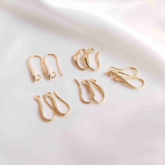 14K Gold Plated Earring Hooks, Gold Tone Earring Hooks for Jewelry