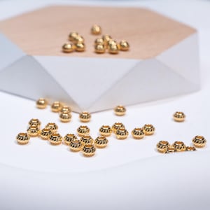 Sterling Silver Pumpkin Bead, Corrugated Spacer Bead , Gold Plated Lantern Beads, Gear Beads, Bracelet Necklace Bead, Round Bead 4mm 5mm 6mm