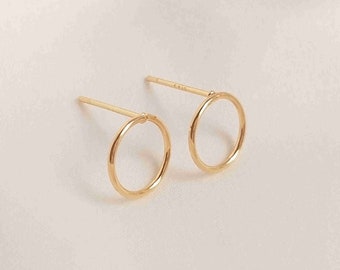 14K Gold Tone Circle Earring Posts , Gold Tone Earring Post Ear Stud, Round Ear Stud, Earring Post, Earring Component