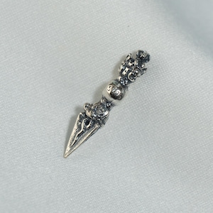 Sterling Silver Phurba Dagger Pendant, Vintage Dorje Vajra Necklace