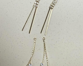Gold Plated CZ Zircon Tassel Charm, DIY Jewelry Supplies