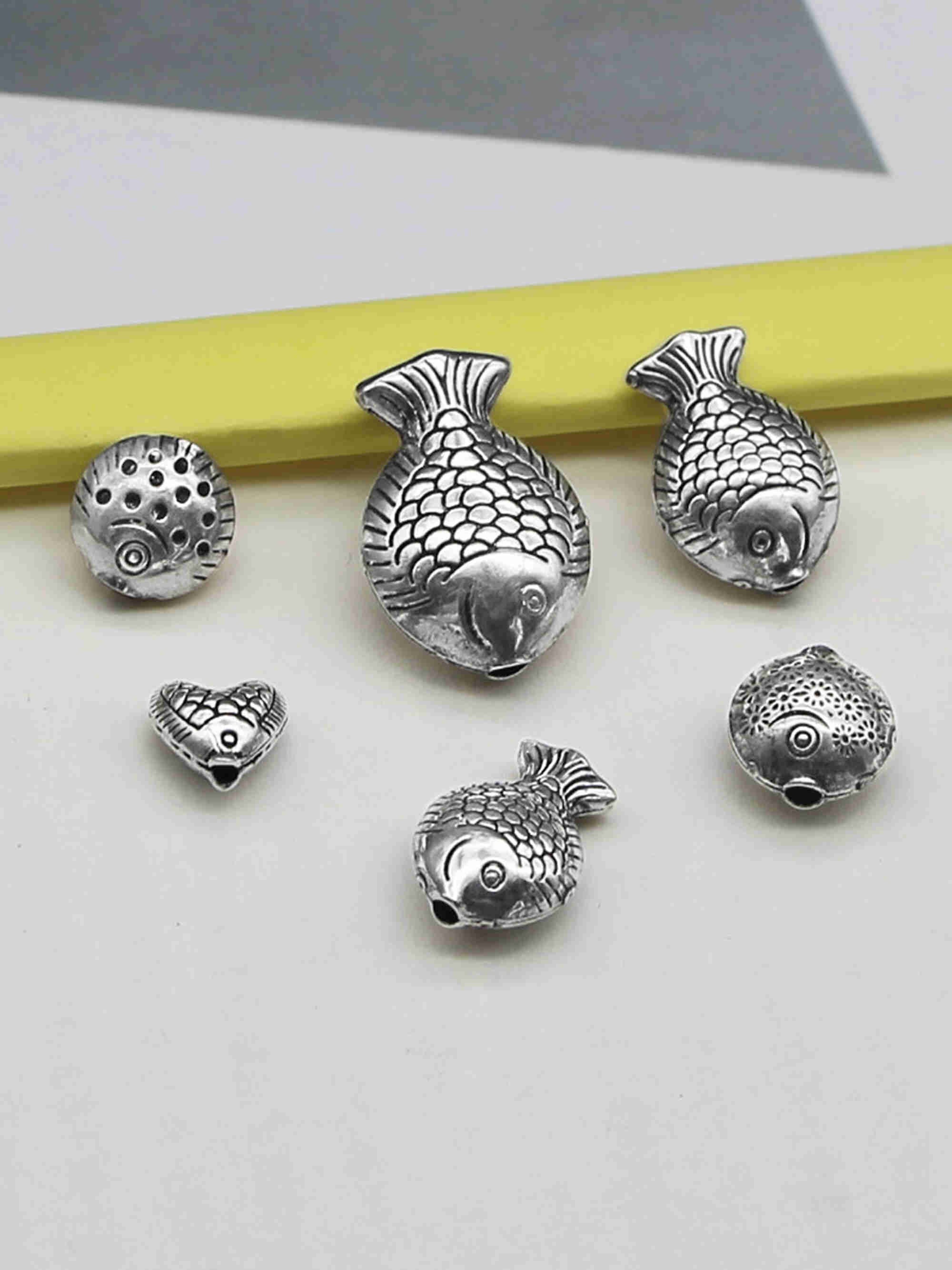 Sterling Silver Fish Beads Fish Bead Animal Bead Jewelry Etsy