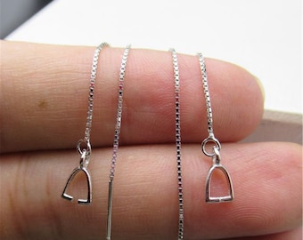 Sterling Silver Box Chain Ear Threader with Pinch Bail