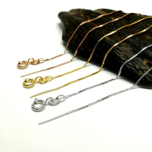 Sterling Silver box Chain  Rhodium Gold Rose gold Plated optional, 925 Silver adjustable Necklace chain w/ adjustable pin 16“ 18&quot;