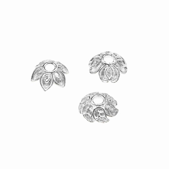 4pcs Sterling Silver Bead Caps, Flower Bead Caps, S925 Silver Flower Bead  Caps for Jewelry Making Supplies, Bulk Spacer Beads Caps 