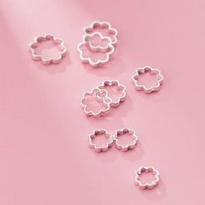 Sterling Silver Wave Shape Bead Frames , 925 Silver Bead Geometric Frames for Necklace Bracelet Bead 6.5mm 8.5mm 10.5mm, Wave Bead Frames