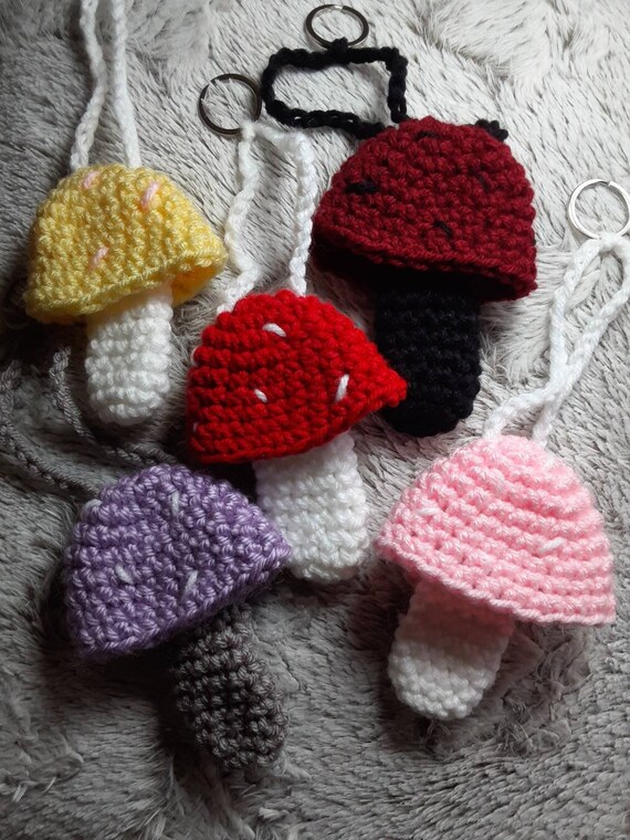 Crocheted Mushroom Lighter Holder Keychain Etsy