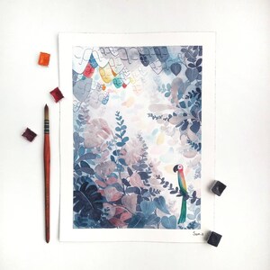Small parrot - Original watercolor (23x31cm)