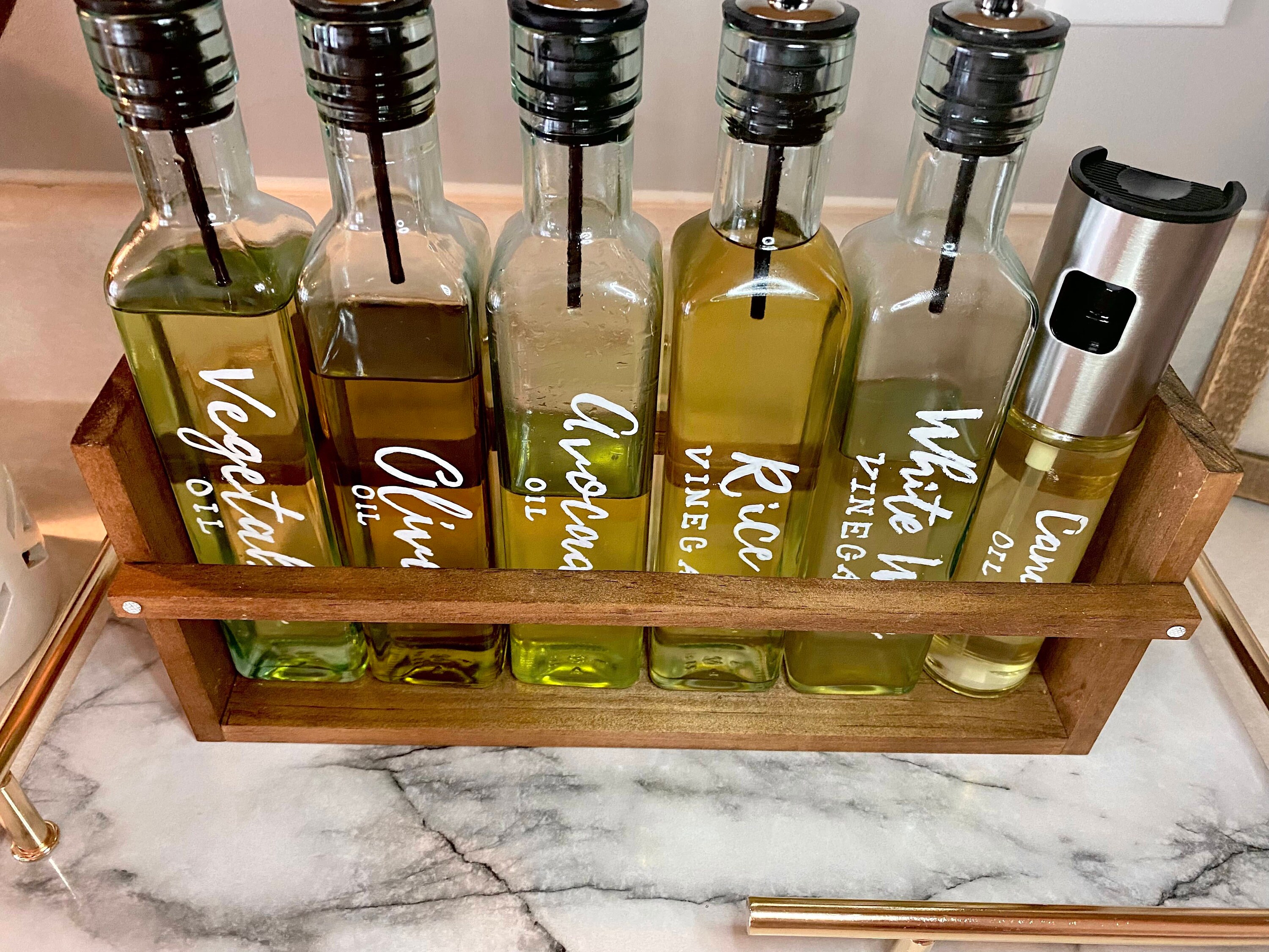 Oil Bottles and Caddy Oil Bottle Holder Set of Bottles Etsy