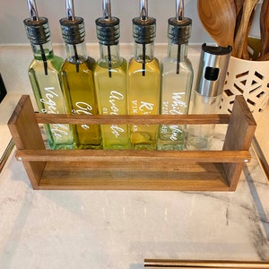 Oil Bottles Caddy | Oil Bottle Holder | Custom | Olive Oil | Vinegar | Avocado Oil | Vegetable Oil | **CADDY ONLY**