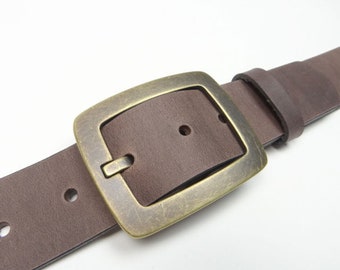 Leather belt with brass buckle available in brown and black | Women's Belt | men's belt