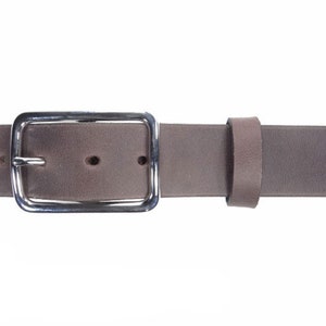 Belt with silver-colored buckle available in brown and black | Women&#39;s belt | Men&#39;s belt | Real leather belt