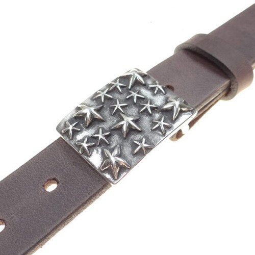 Leather belt with star belt buckle | 3 cm wide | Women's belt |  available in brown and black | Genuine cowhide vegetable tanned