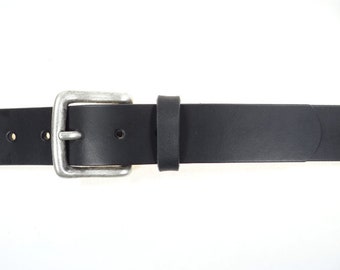 Leather belt with silver-colored buckle 3.5 cm wide |  Available in black and brown | Men's belt | Women's belt