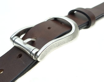 Belt with silver vintage style belt buckle 3.5 cm wide available in 5 colors