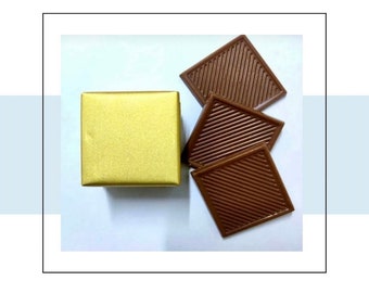 Tablette de chocolat Madlen chocolat 50 pièces or ou argent 4 cm x 4 cm