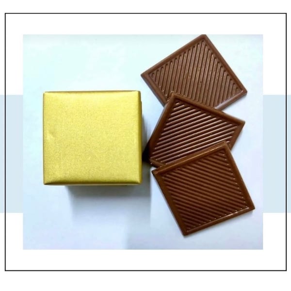 Barra de chocolate Madlen chocolate 50 piezas oro o plata 4 cm x 4 cm