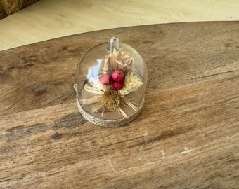 Bell with dried flowers red - party favors - gifts - flower bell - dried flowers